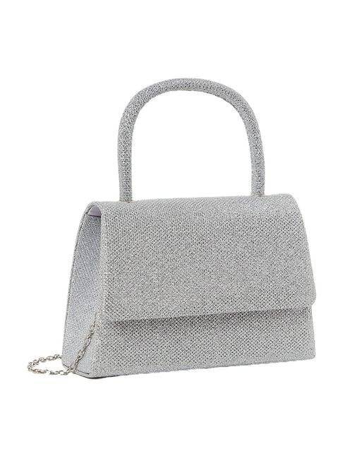 styli silver textured satchel handbag