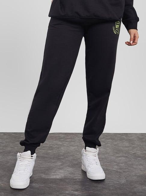 styli slogan print jogger with drawstring waistband