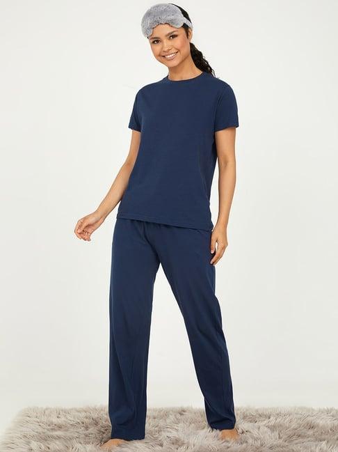 styli solid cotton t-shirt and pyjama set