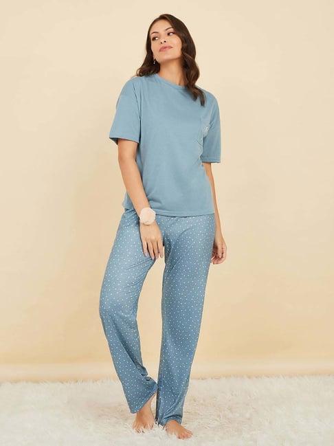 styli star pocket detail t-shirt & pyjama set