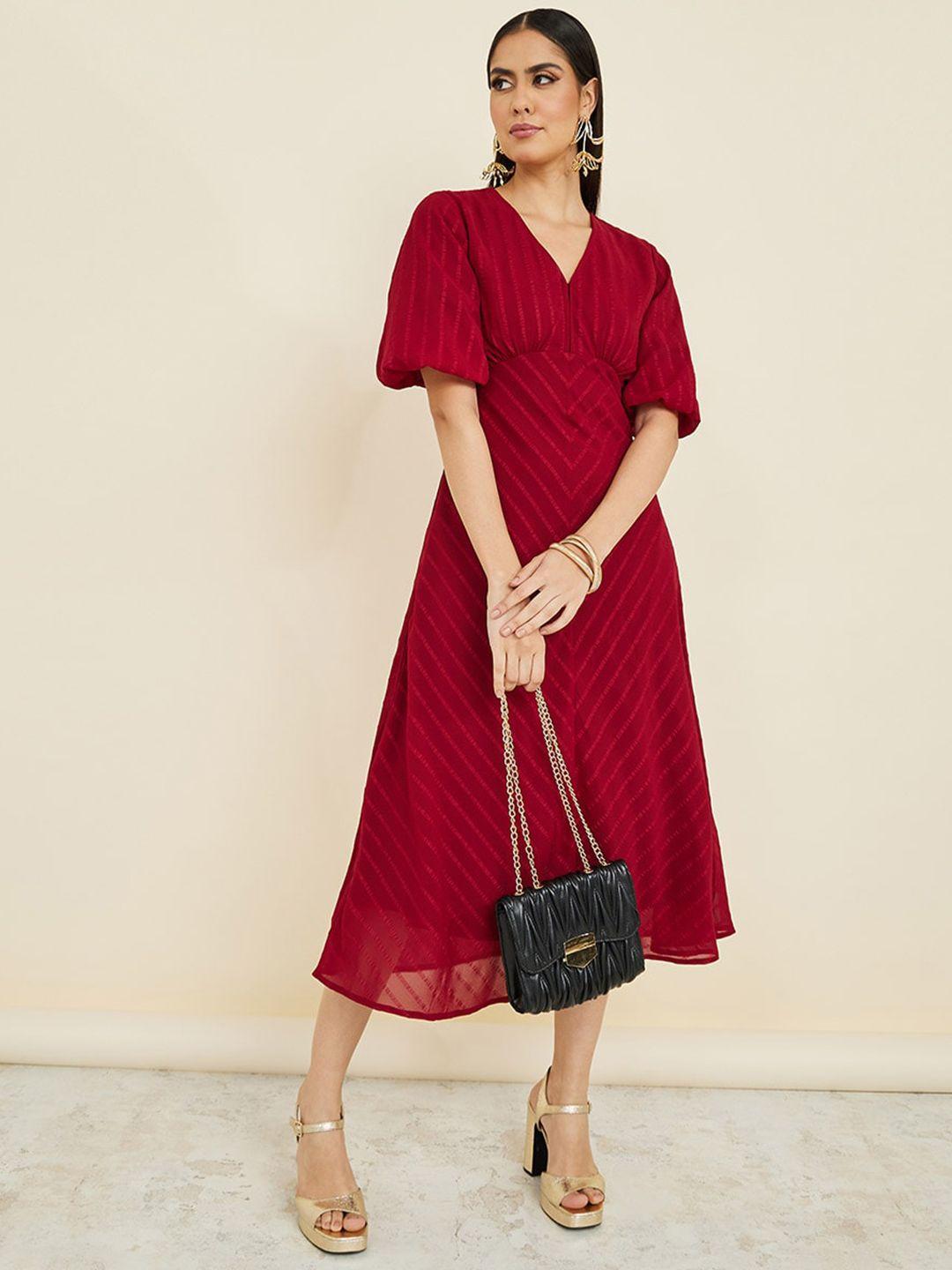 styli striped a-line midi dress