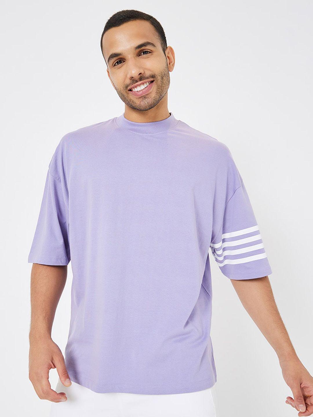 styli striped sleeves boxy fit compact jersey t-shirt