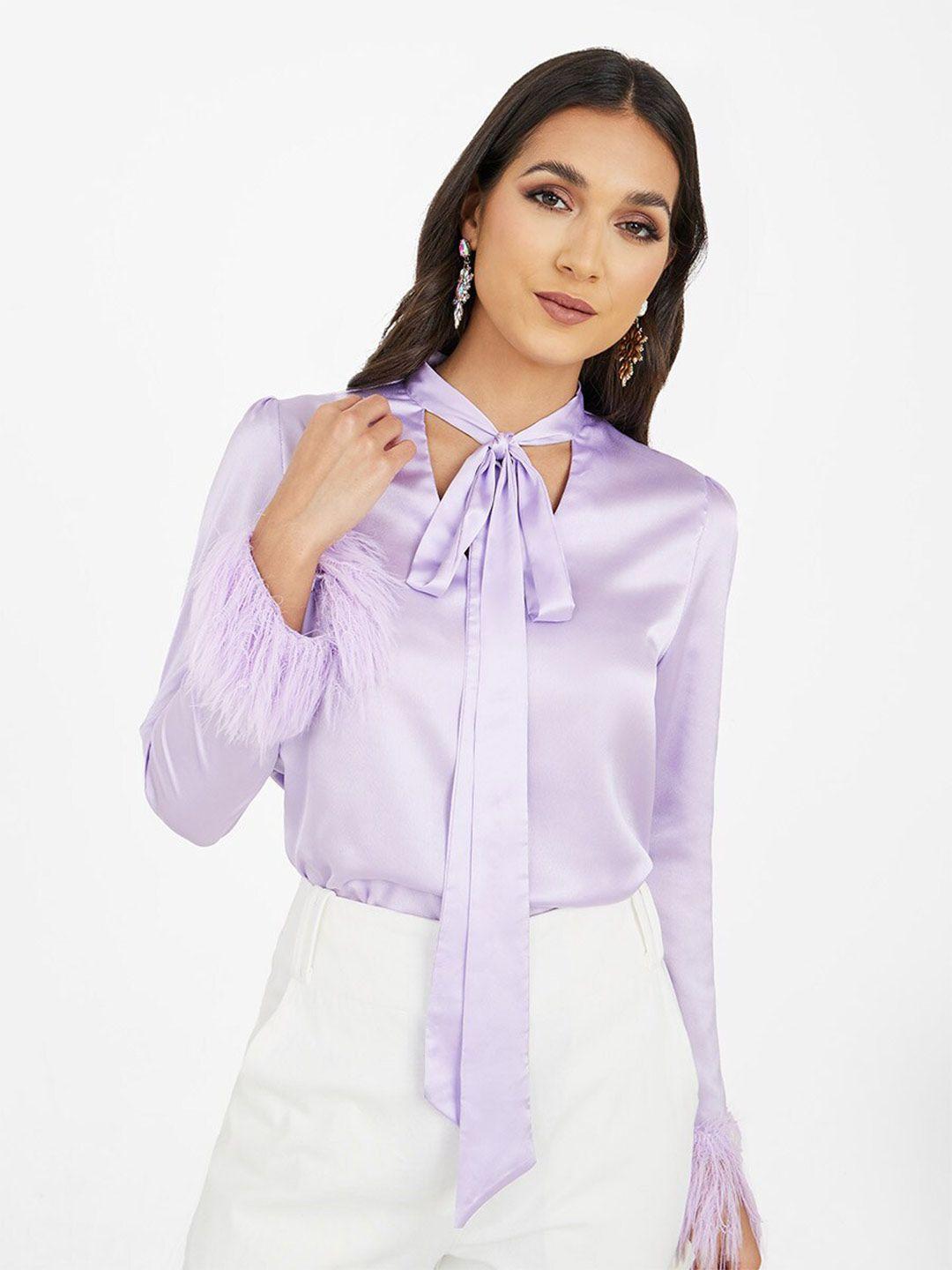 styli tie-up neck shirt style top