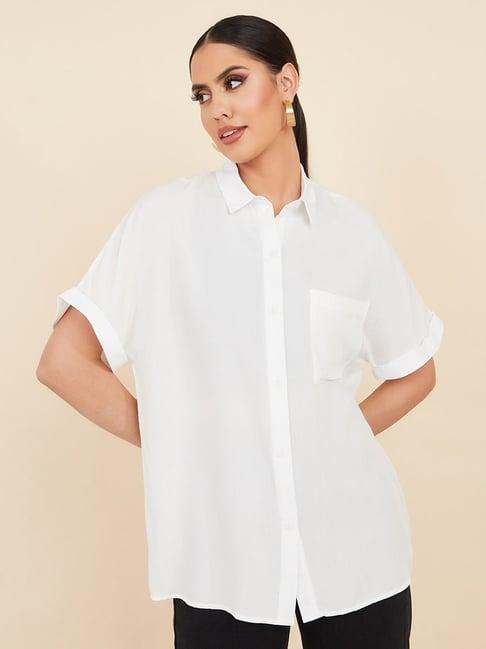 styli turn-up sleeve viscose relaxed fit shirt