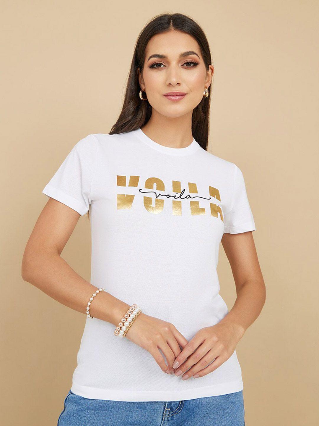 styli typography printed short sleeves cotton t-shirt