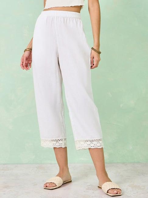 styli white cotton cropped palazzos