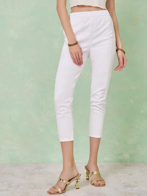 styli white cotton cropped pants