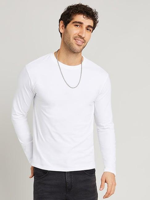 styli white cotton regular fit t-shirt