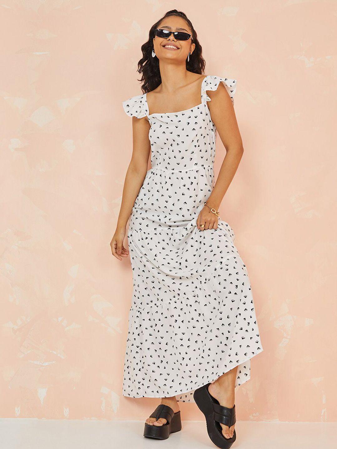 styli white printed maxi dress