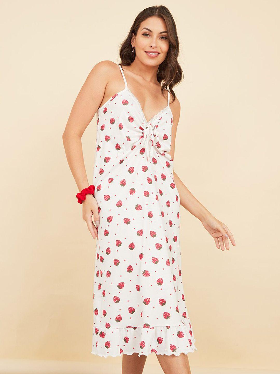 styli white printed midi nightdress