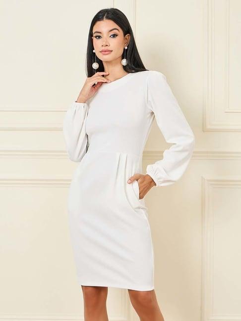 styli white regular fit bodycon dress