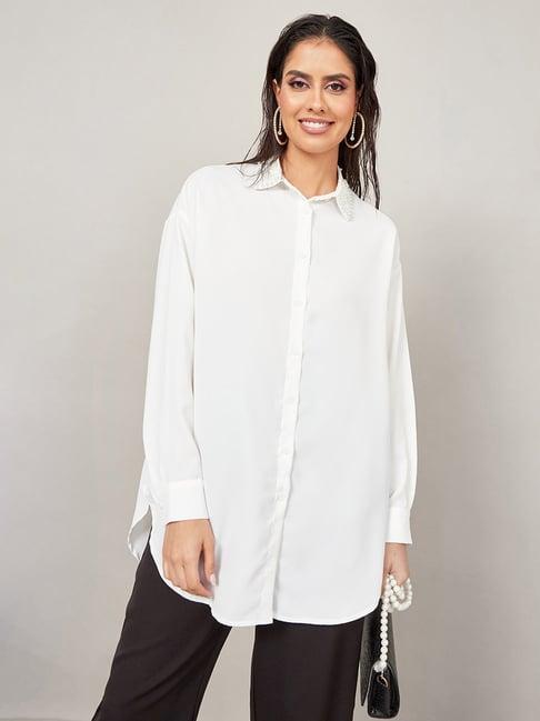 styli white regular fit shirt