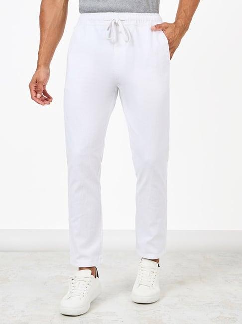 styli white relaxed fit drawstring trousers