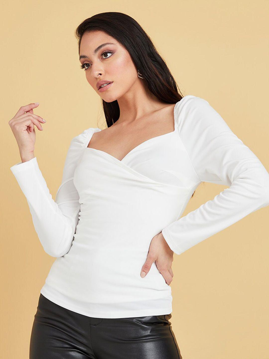 styli white sweetheart neck top