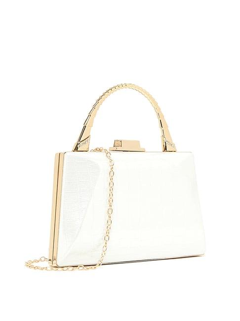 styli white textured handbag