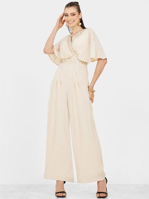 styli wide leg chiffon sequined jumpsuit