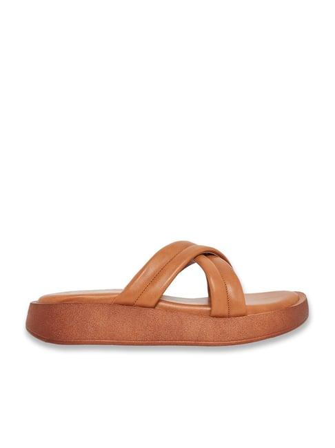 styli women's rust cross strap wedges