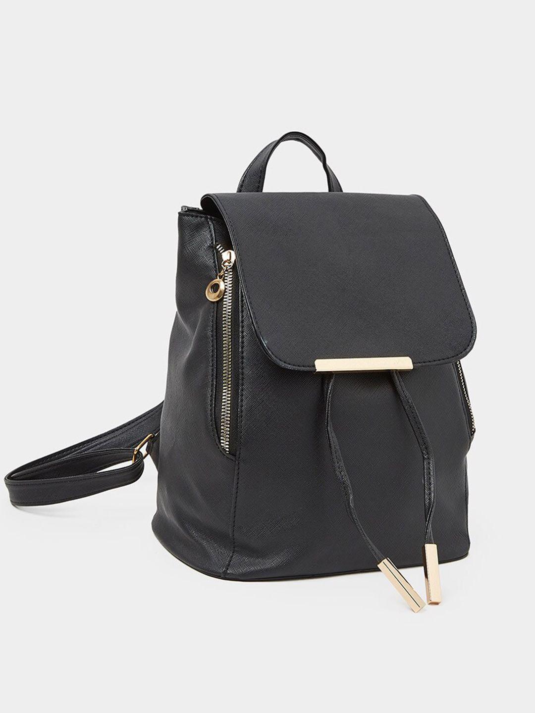 styli women black & gold-toned backpack