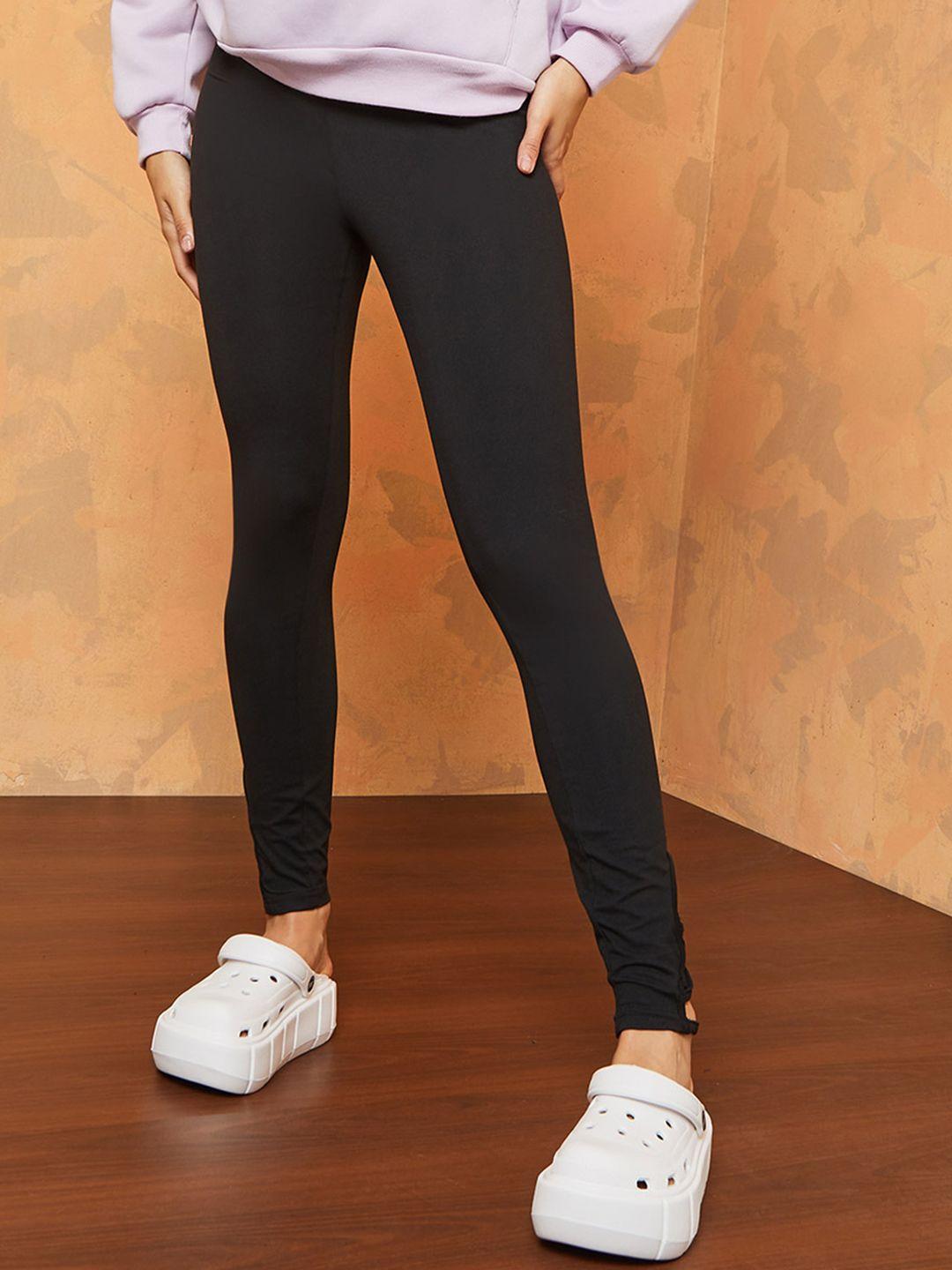 styli women black ankle-length leggings