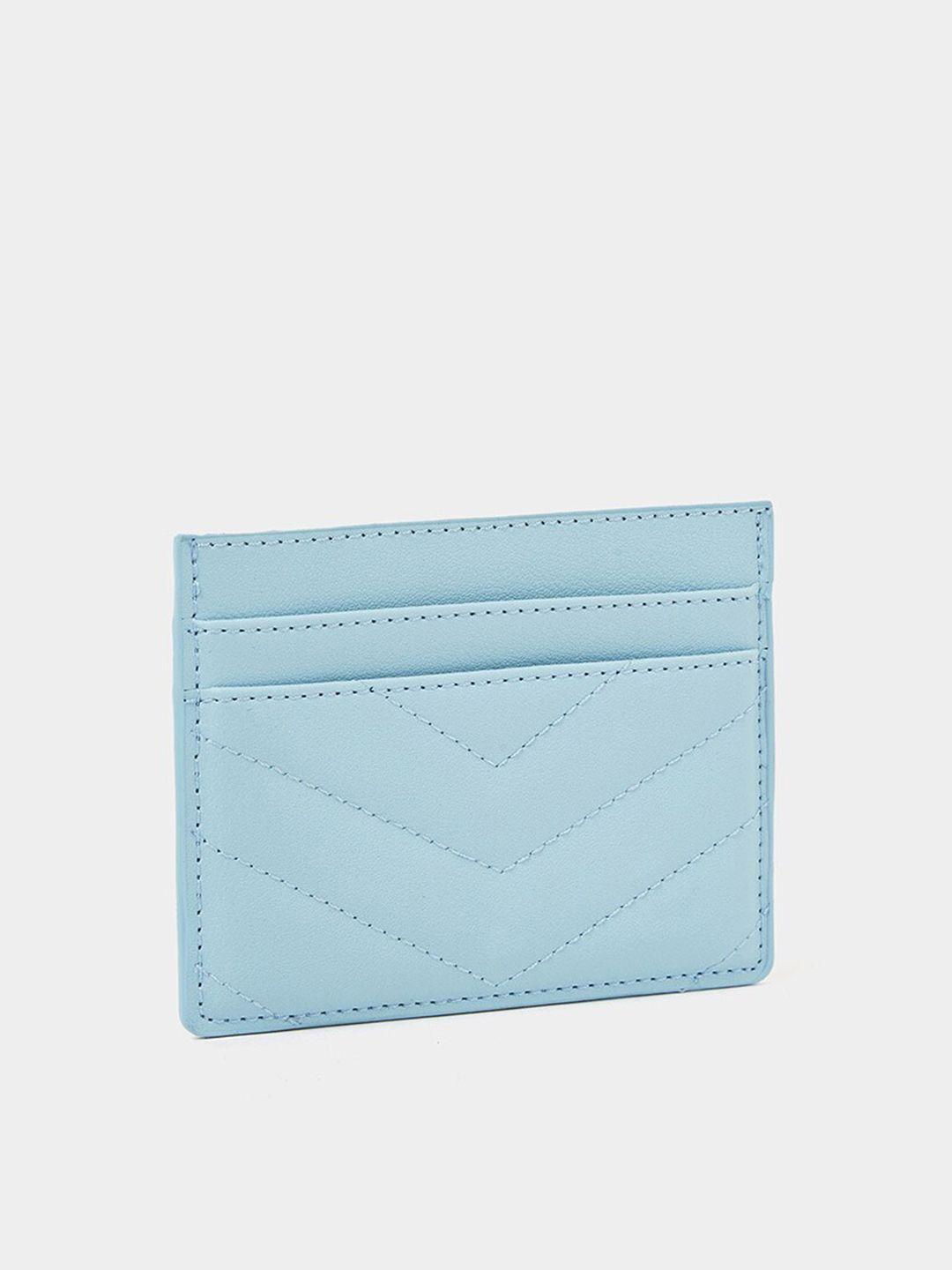 styli women blue v stitch textured card holder