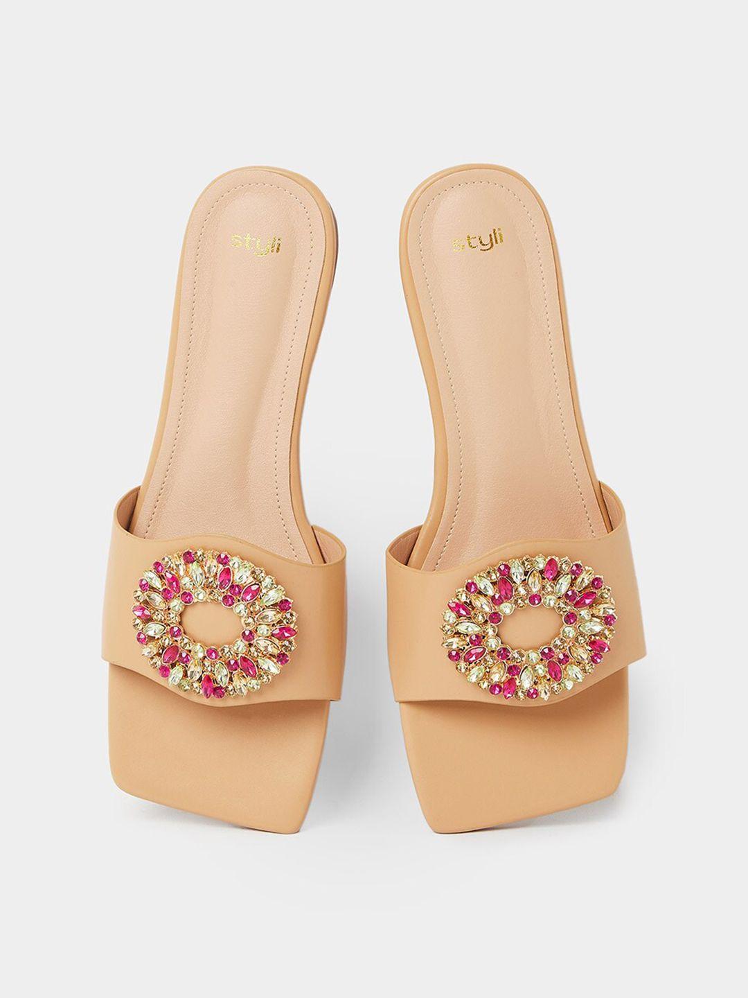 styli women embellished open toe flats