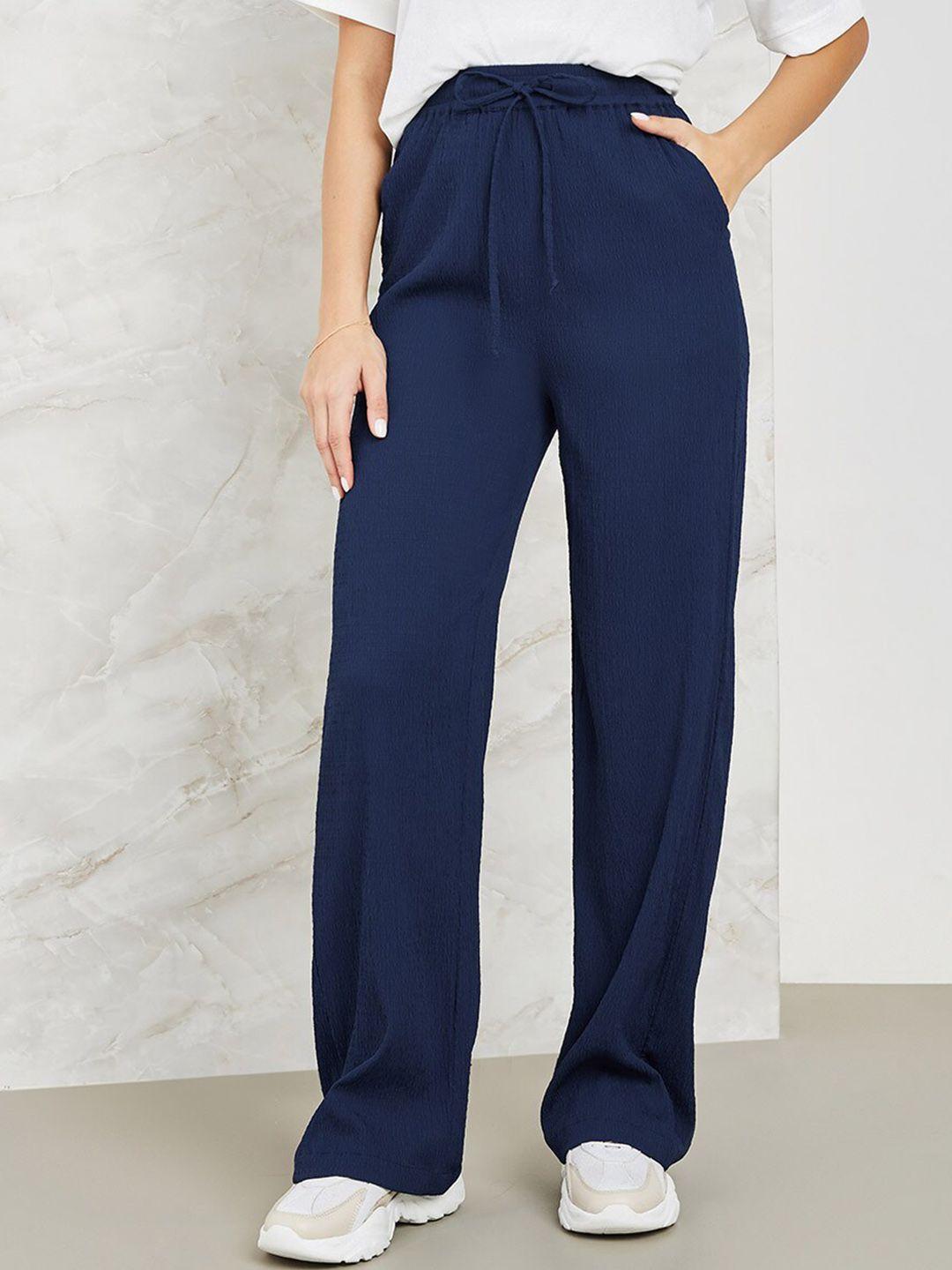 styli women flared high-rise trousers with side pocket