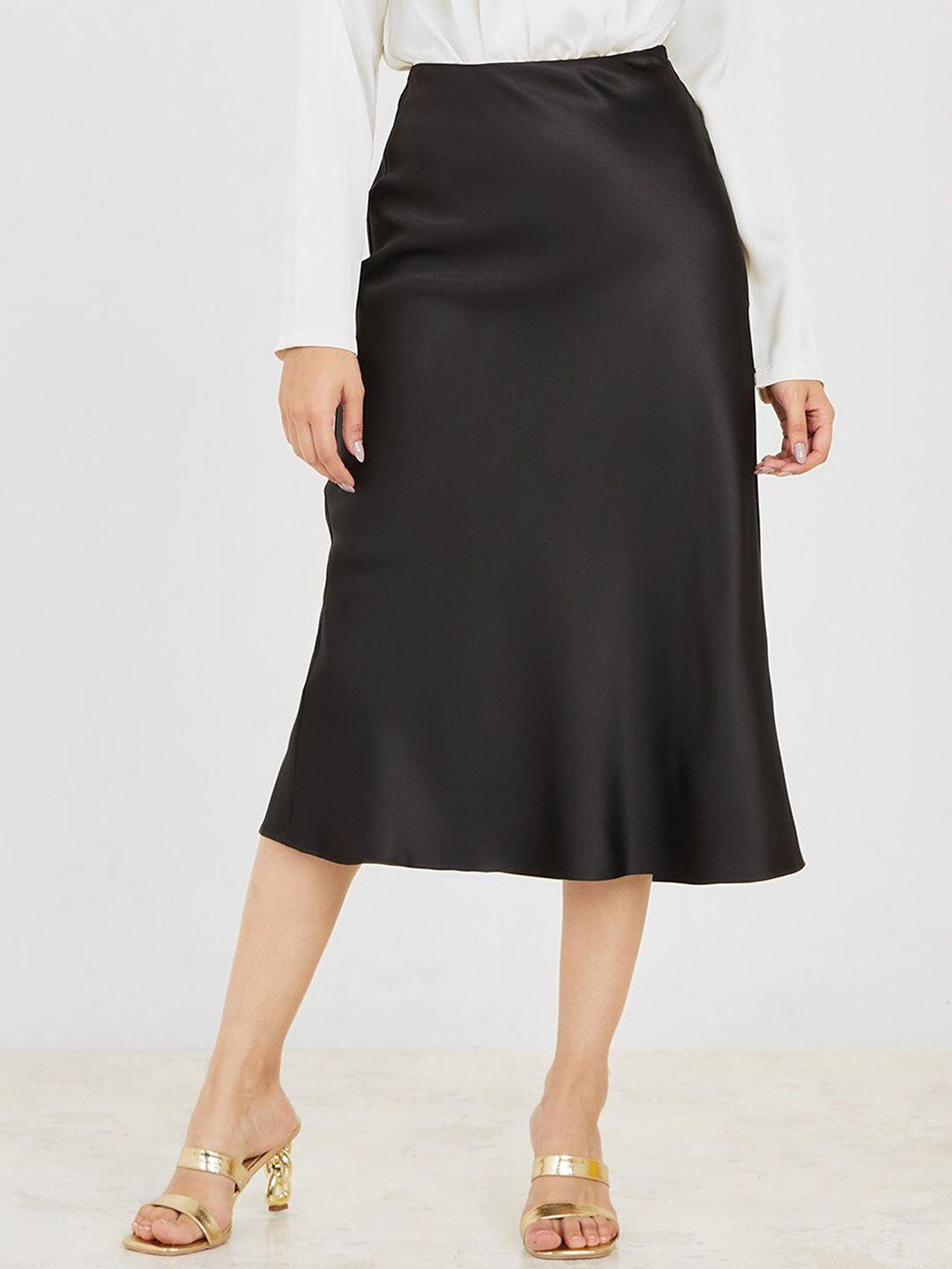 styli women high rise flared midi skirt