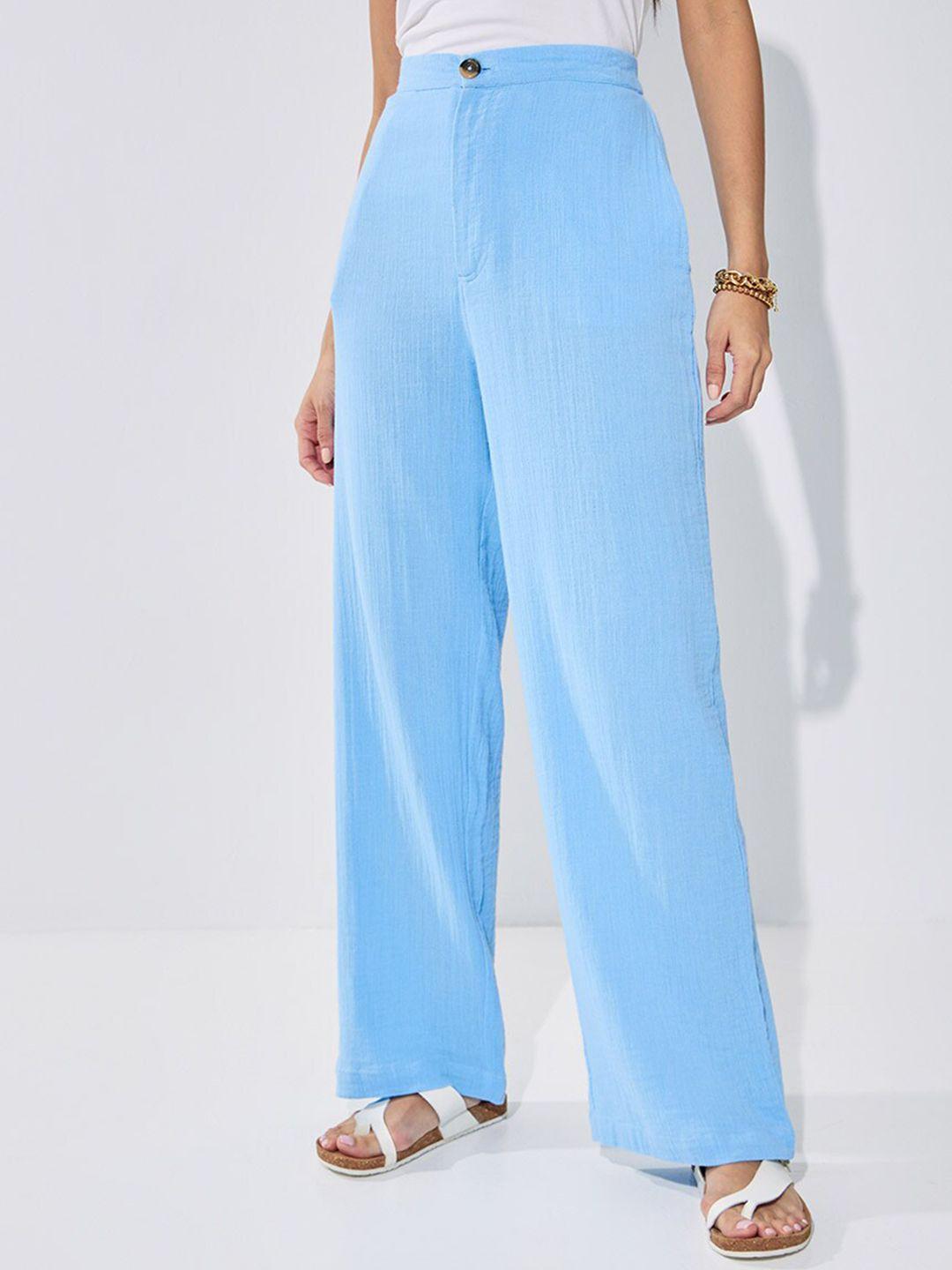 styli women high rise wide leg textured trousers