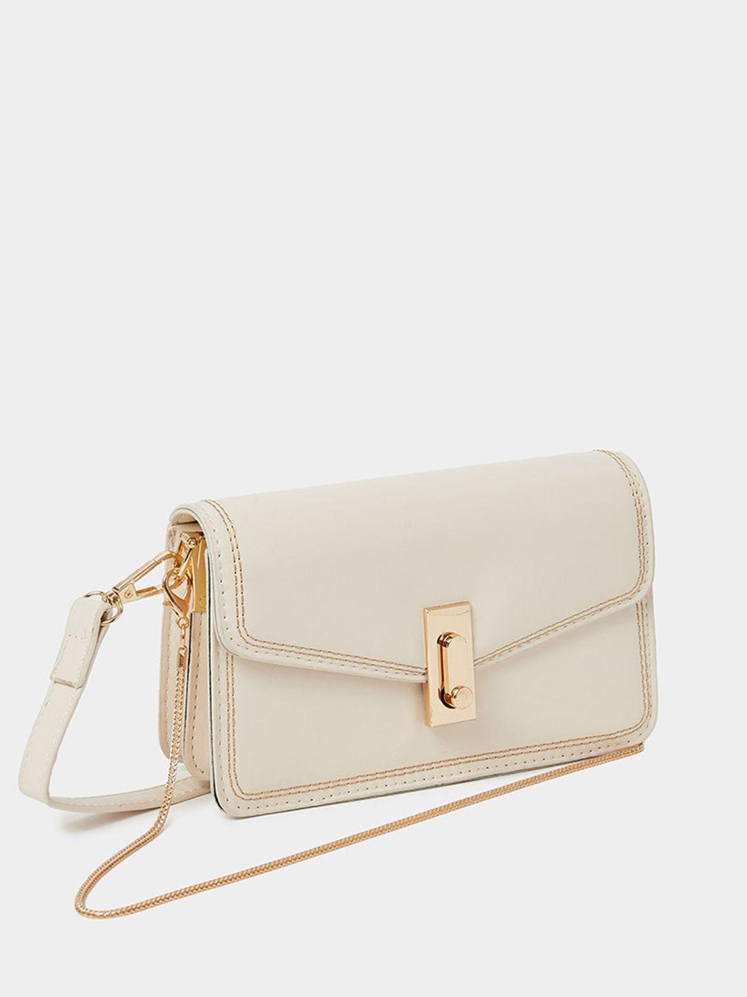 styli women off white structured sling bag