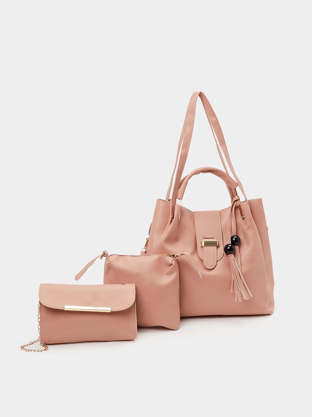 styli women pink oversized structured shoulder bag