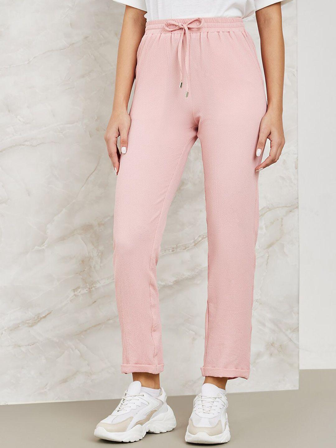styli women pink tapered fit trousers
