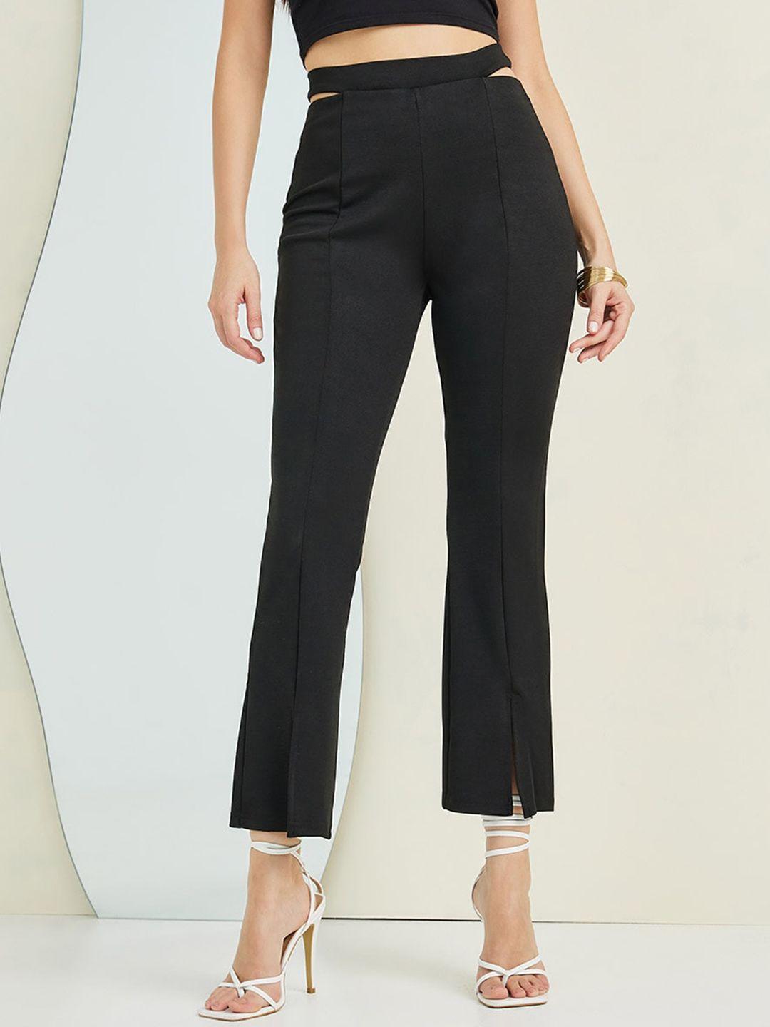 styli women slim fit high-rise pleated trousers