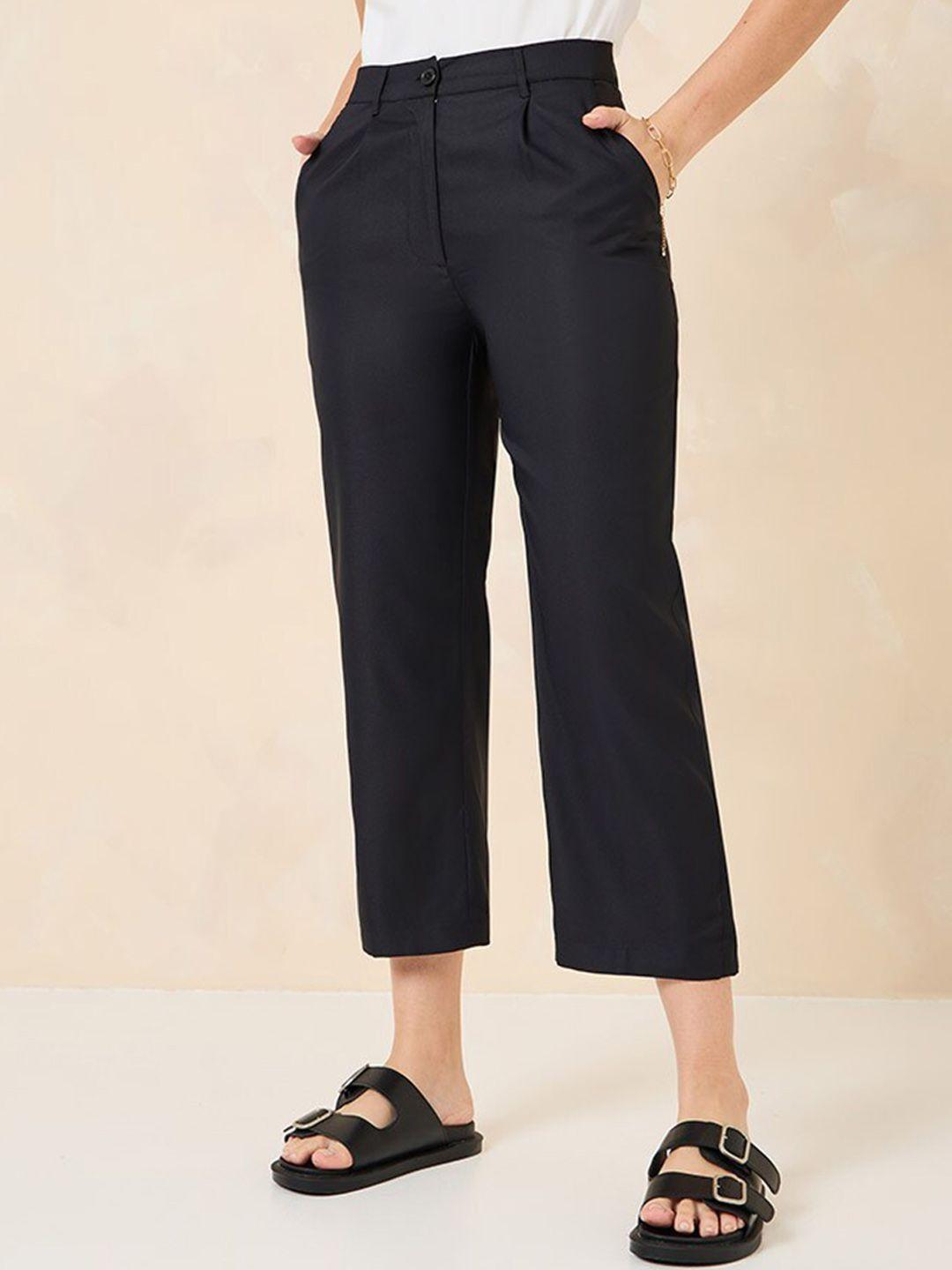 styli women straight fit cropped trousers