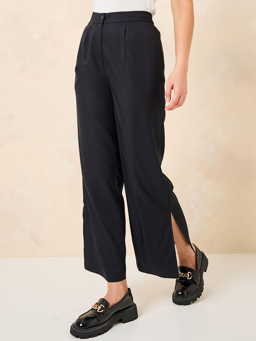 styli women straight fit high-rise pleated trousers