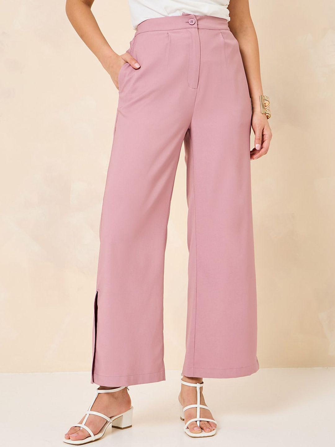 styli women straight fit high-rise trousers