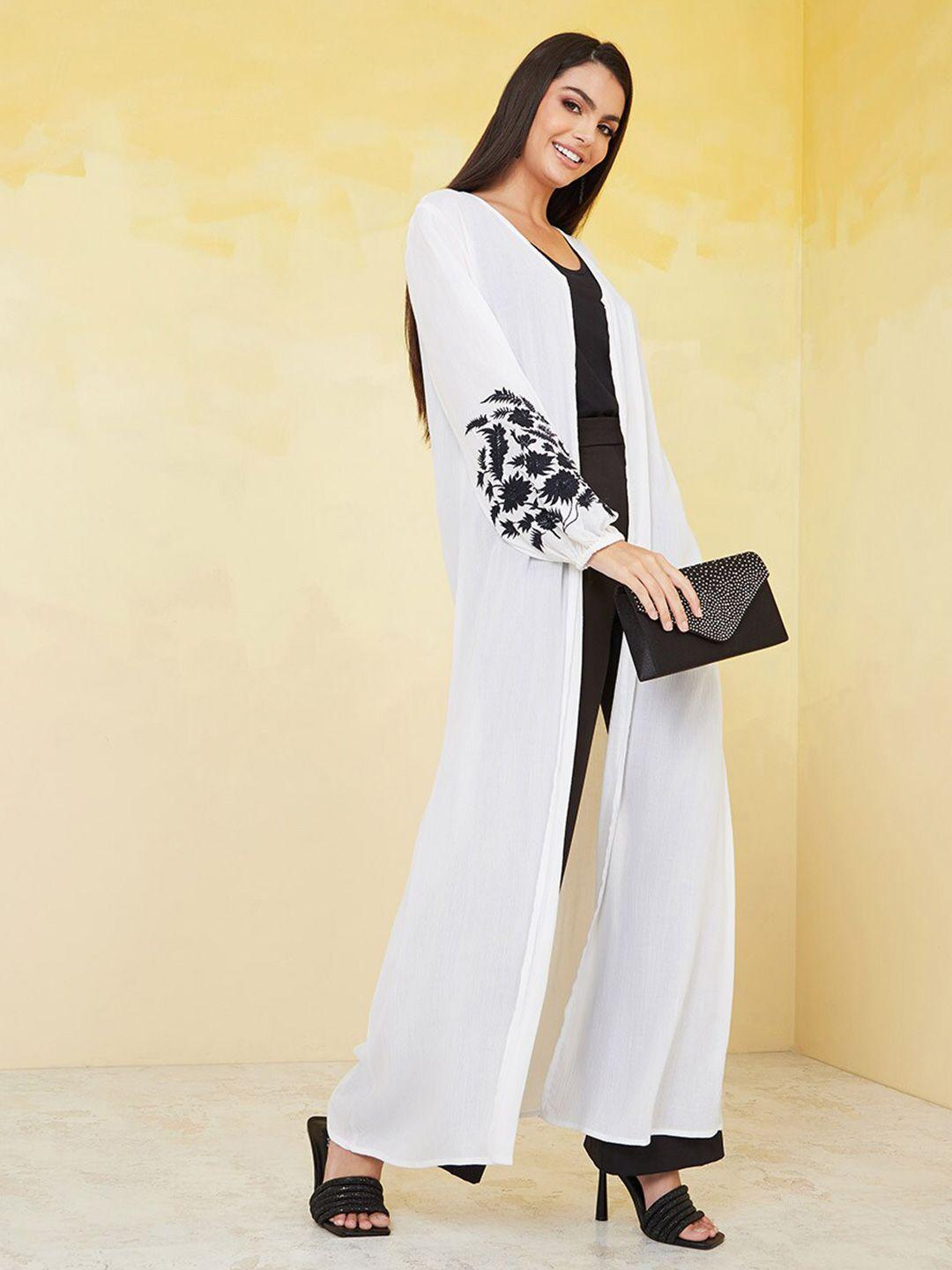 styli women white & black longline bohemian shrug