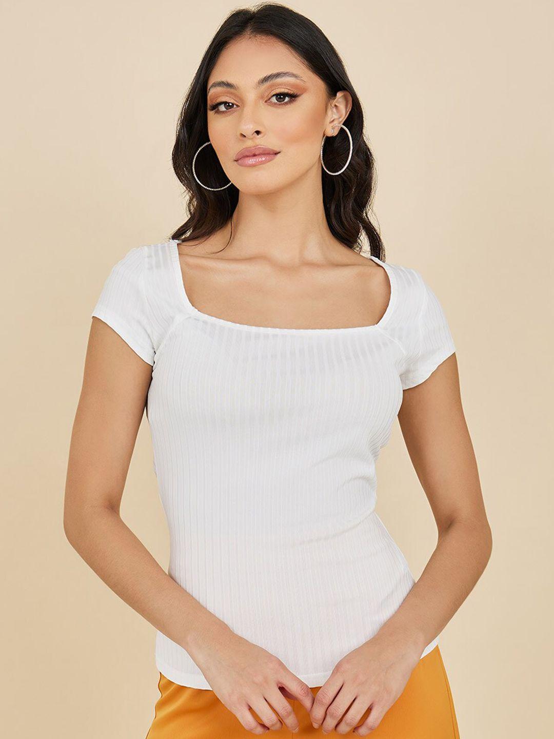 styli women white slim fit t-shirt