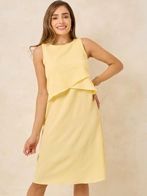 styli yellow a-line dress