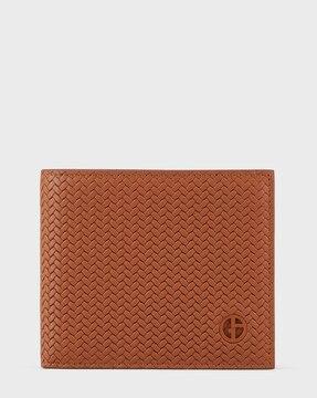 stylised pattern bi-fold wallet with logo detailing