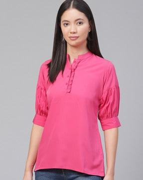 stylised sleeve top with collar neck