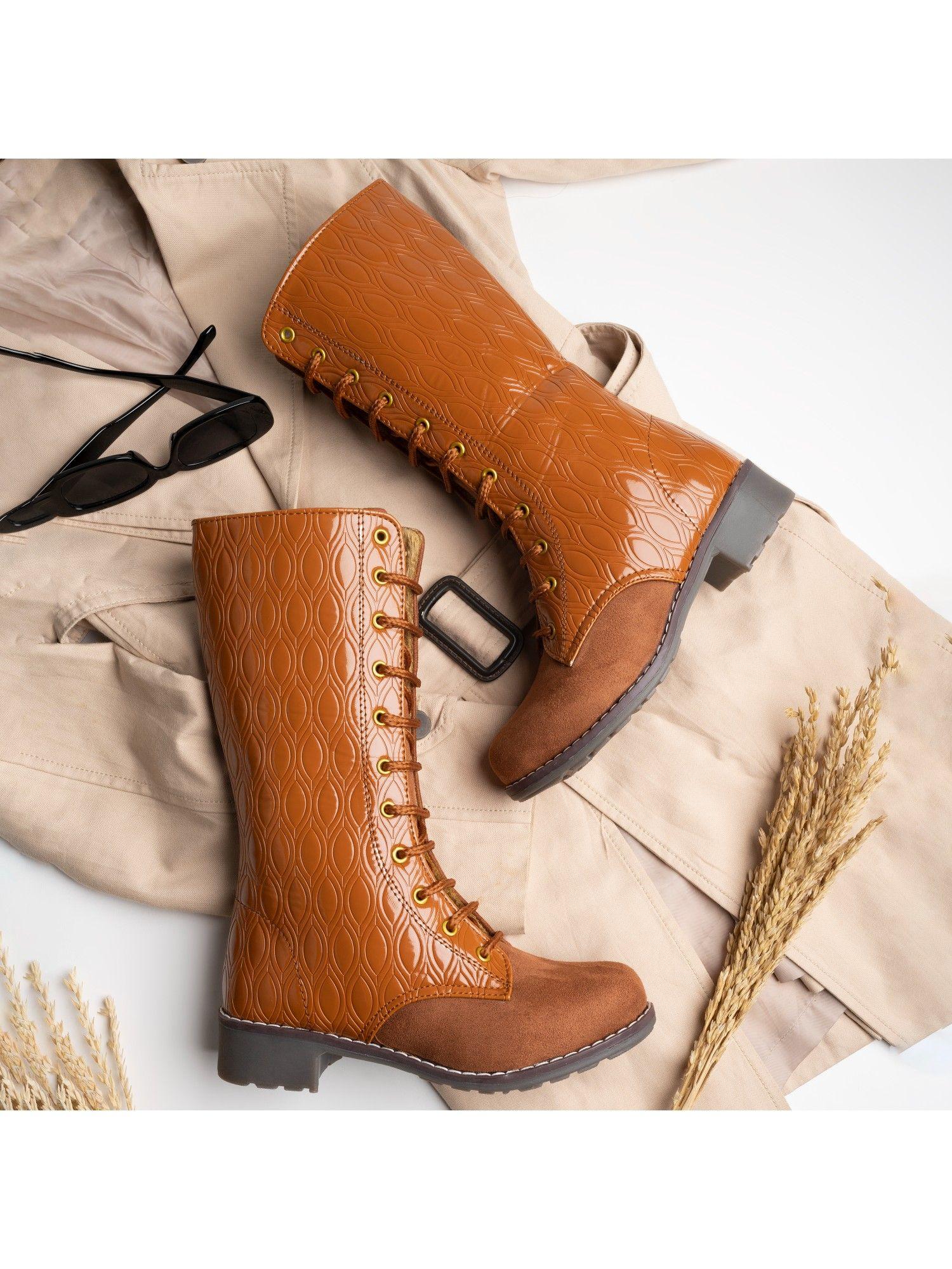 stylish casual comfortable tan boots with elegant lace up style for girls