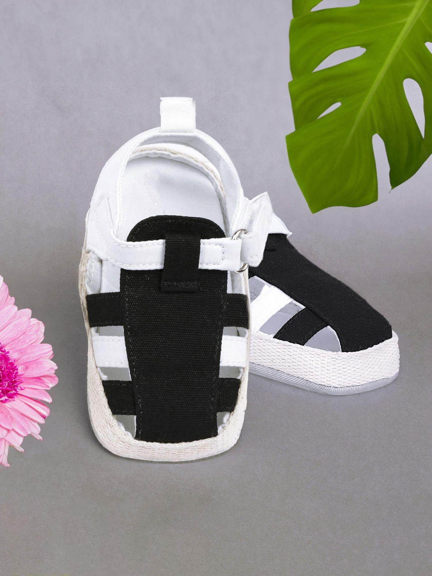 stylish and breathable velcro straps anti-skid sandals - black & white