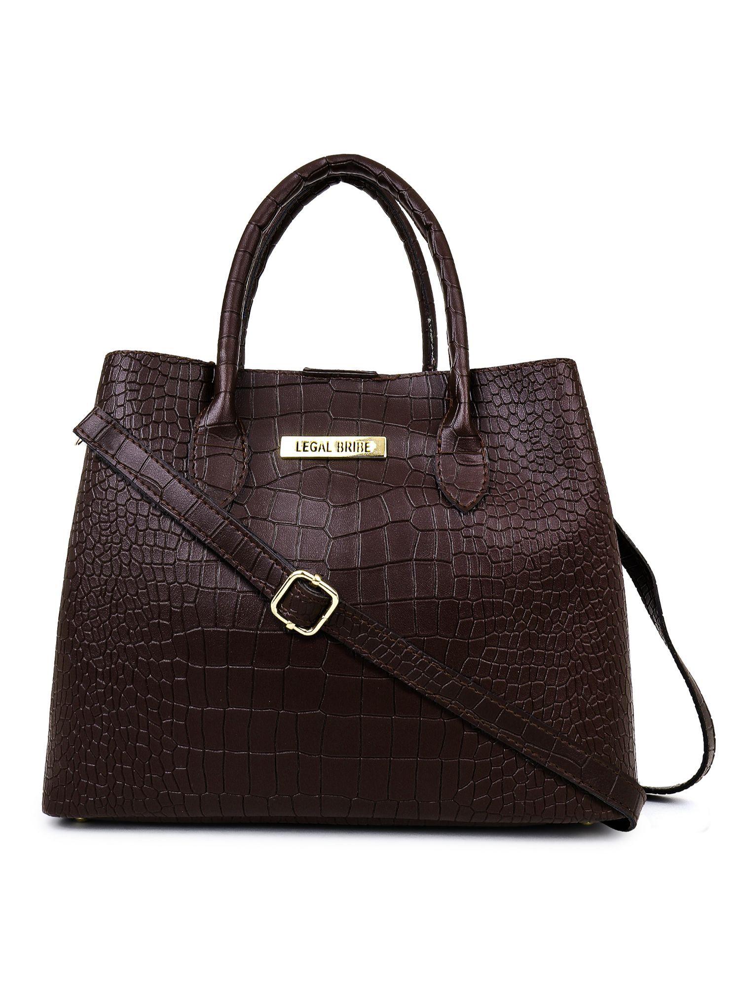 stylish crock handbag bag brown