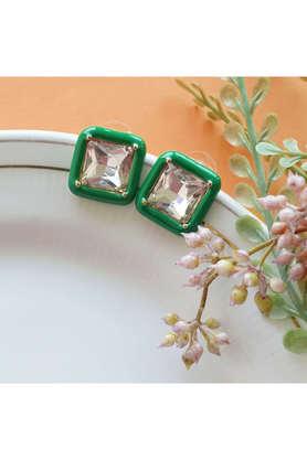 stylish green square stud earrings