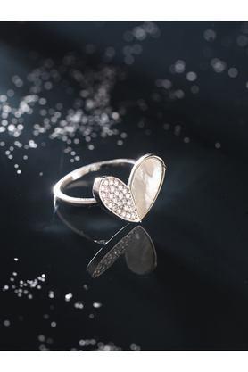 stylish latest silver plated ring with ad stones