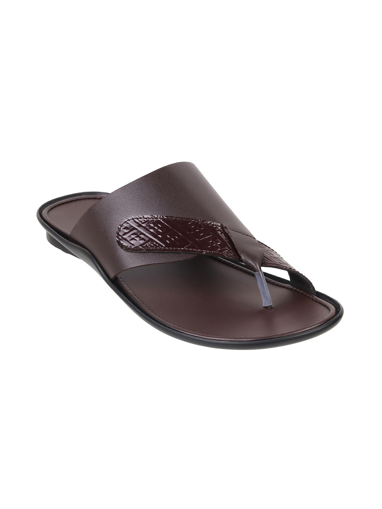 stylish men leather brown slippers
