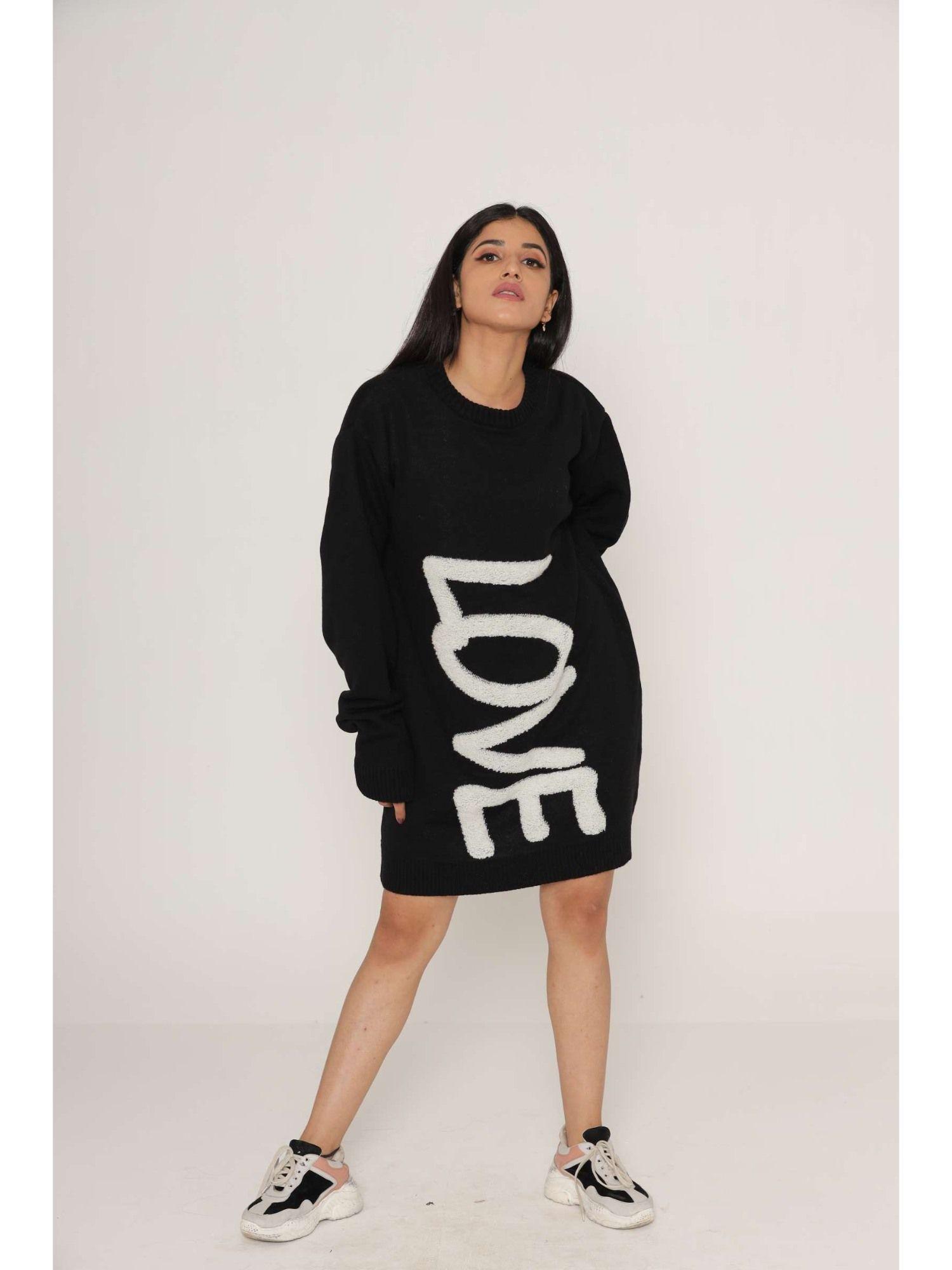 stylish oversized black sweater dress for women