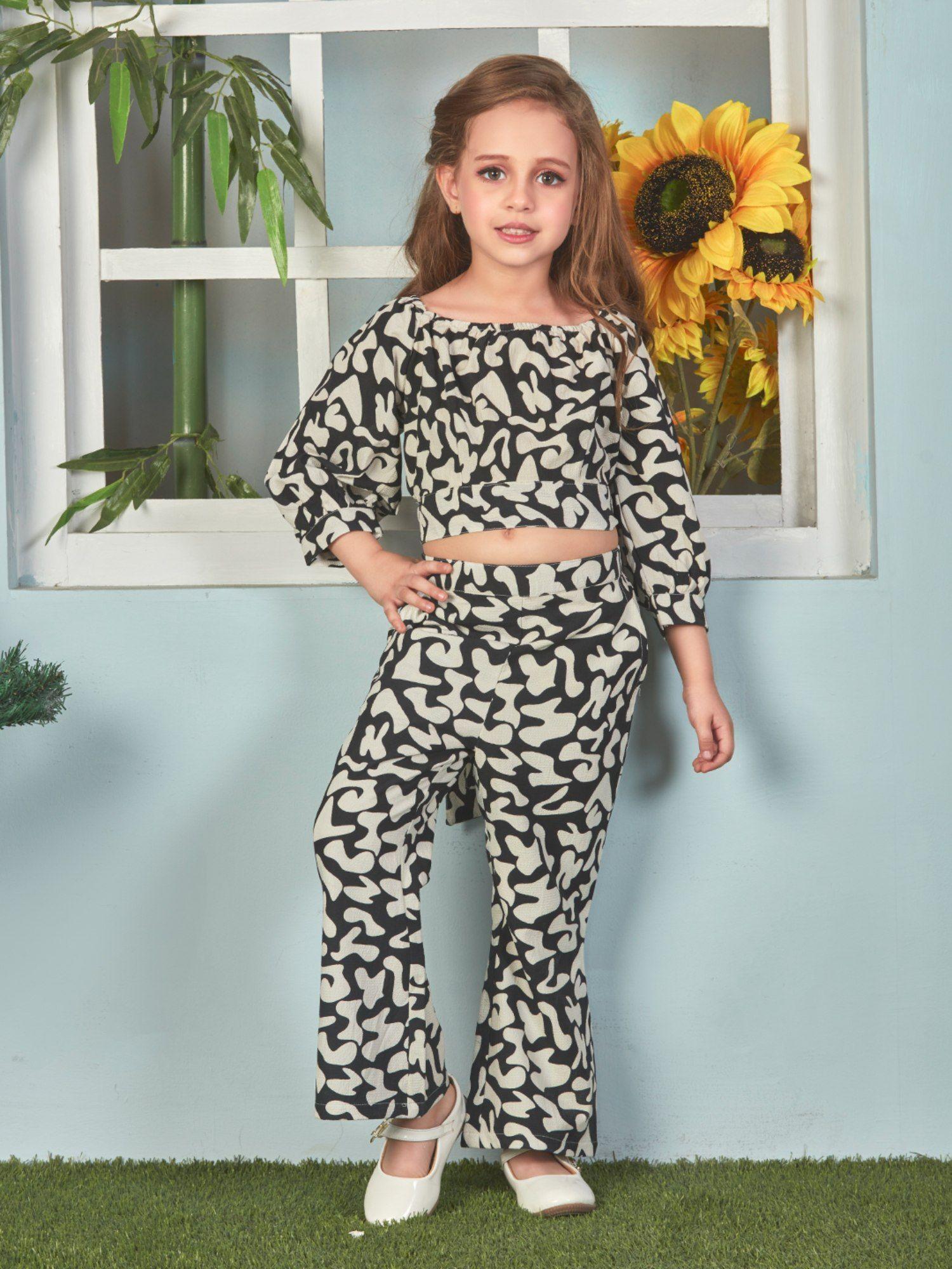 stylish printed top with boot cut pants - multi (set of 2)