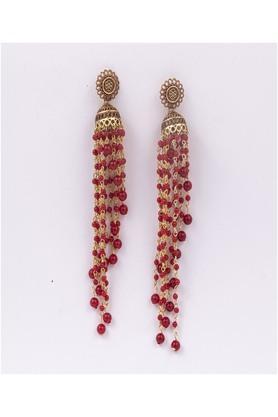 stylish red alloy womens drop earrings