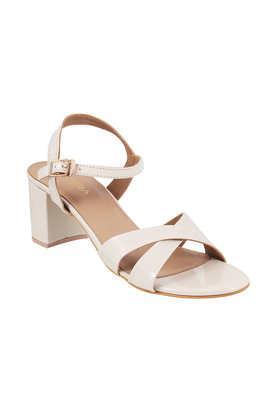 stylish suede buckle women's sandals - natural